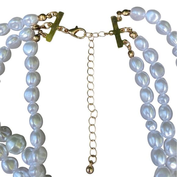 NWT New Amber Sceats Triple Layer Pearl Chocker Necklace Weddings Bridal - Picture 3 of 4